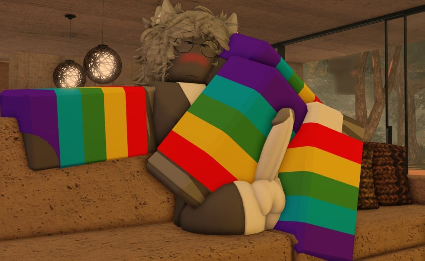 1boy 3d balls cock gabbers gay legwear pride_colors roblox robloxian sea_(searr34) shark sitting smug smug_face striped_legwear tagme