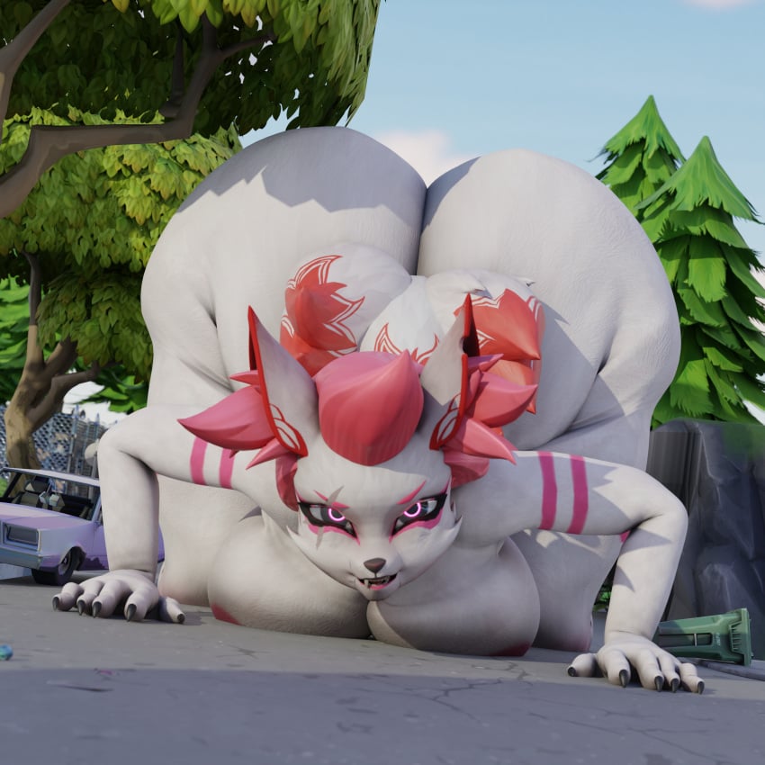 3d 3d_(artwork) anthro ass_focus big_ass big_butt ctgiantess fortnite fortnite:_battle_royale fox fox_ears fox_girl giantess glowing_eyes huge_ass huge_breasts huge_butt hyper hyper_ass hyper_breasts hyper_butt hyper_thighs kimiko_(fortnite) kimiko_five_tails large_ass looking_at_viewer looking_down macro menacing smiling smiling_at_viewer solo solo_anthro thick_legs thick_thighs white_body white_fur white_hair