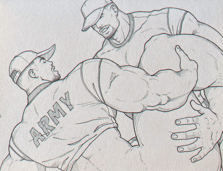 anal_sex army ass_grab biceps black_and_white bottomless english_text gay gay_sex male male_only muscles muscular muscular_male pecs rodrigolandave8 sketch thick_thighs uncolored