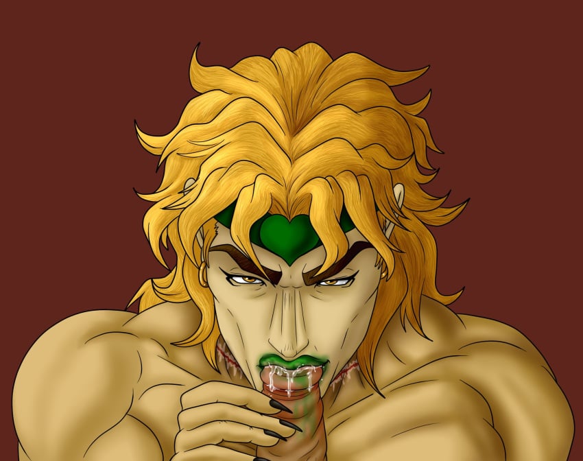 2boys blonde_hair dio_brando gay green_lipstick jojo's_bizarre_adventure lipstick lipstick_mark lipstick_on_penis male male_only oral pov smutpriestward stardust_crusaders vampire yaoi