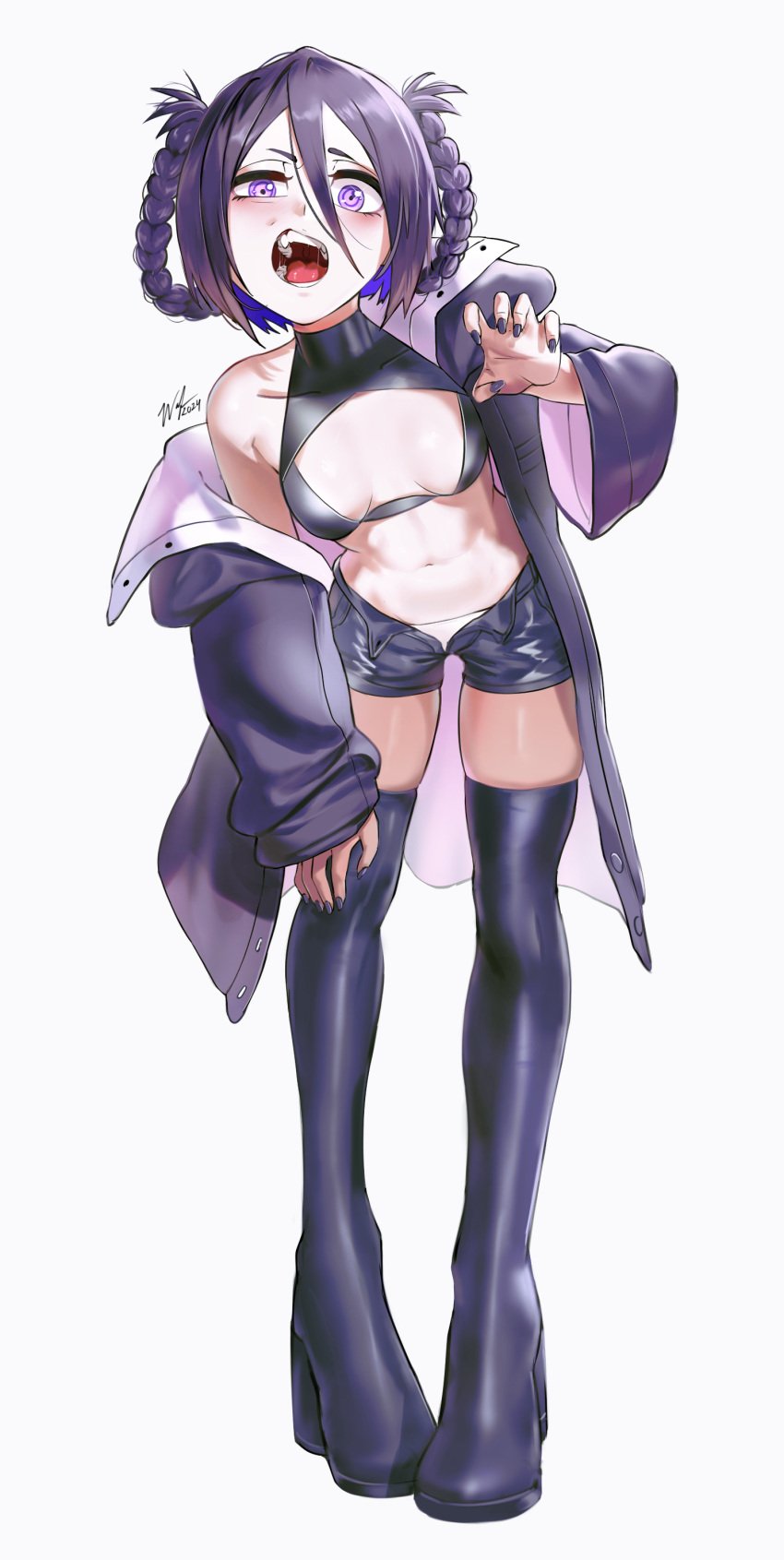 1girls abdomen black_hair bleach breasts call_of_the_night cosplay crossover_cosplay female female_only kuchiki_rukia legs nanakusa_nazuna nanakusa_nazuna_(cosplay) navel purple_eyes self_upload short_hair small_breasts vampire vampire_girl waligner yofukashi_no_uta