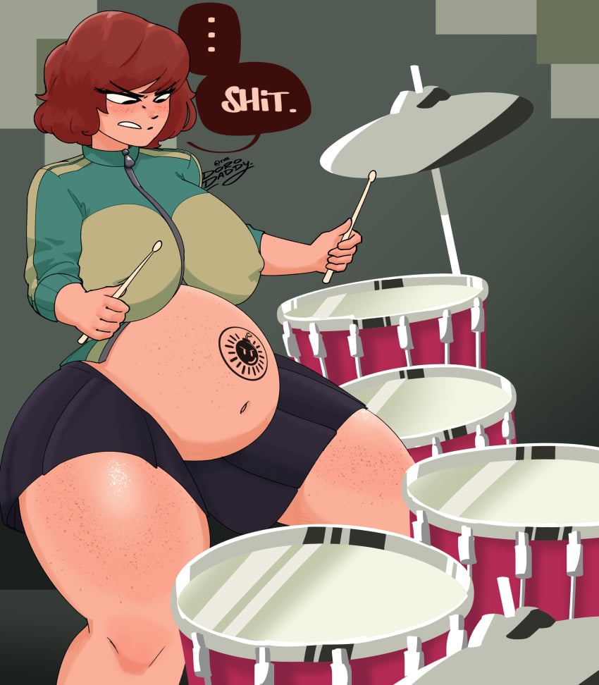 ... 1girls annoyed annoyed_expression big_breasts black_eyes clothed drum_set drummer drums drumsticks female freckles freckles_on_face freckles_on_nose freckles_on_stomach freckles_on_thighs ginger holding_object kim_pine nipple_bulge not_loving_pregnancy pregnant pregnant_belly pregnant_female red_hair scott_pilgrim scott_pilgrim_takes_off short_hair solo solo_female tattoo tattoo_on_belly thedorodaddy thick thick_thighs