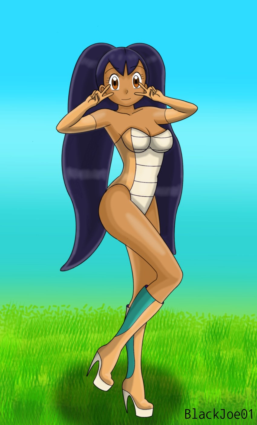 blackjoe01 cosplay dark-skinned_female dark_skin double_v dragonite_(cosplay) game_freak iris_(pokemon) nintendo outdoors pokemon pokemon_(cosplay) pokemon_bw pokemon_bw2 solo solo_female