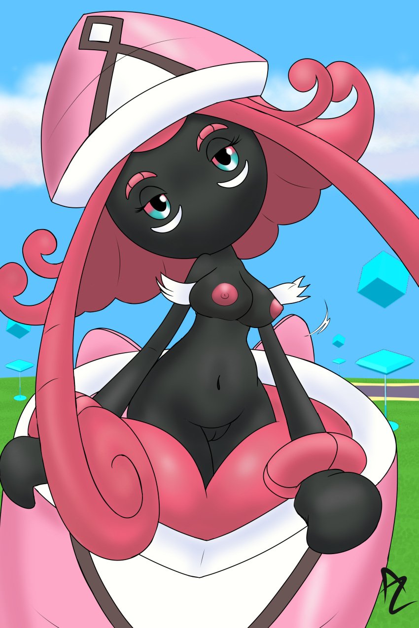 absurd_res alexzozaya breasts female feral genitals hi_res humanoid legendary_pokémon nintendo nipples pokémon_(species) pokemon pokemon_go pussy solo tapu_lele video_games