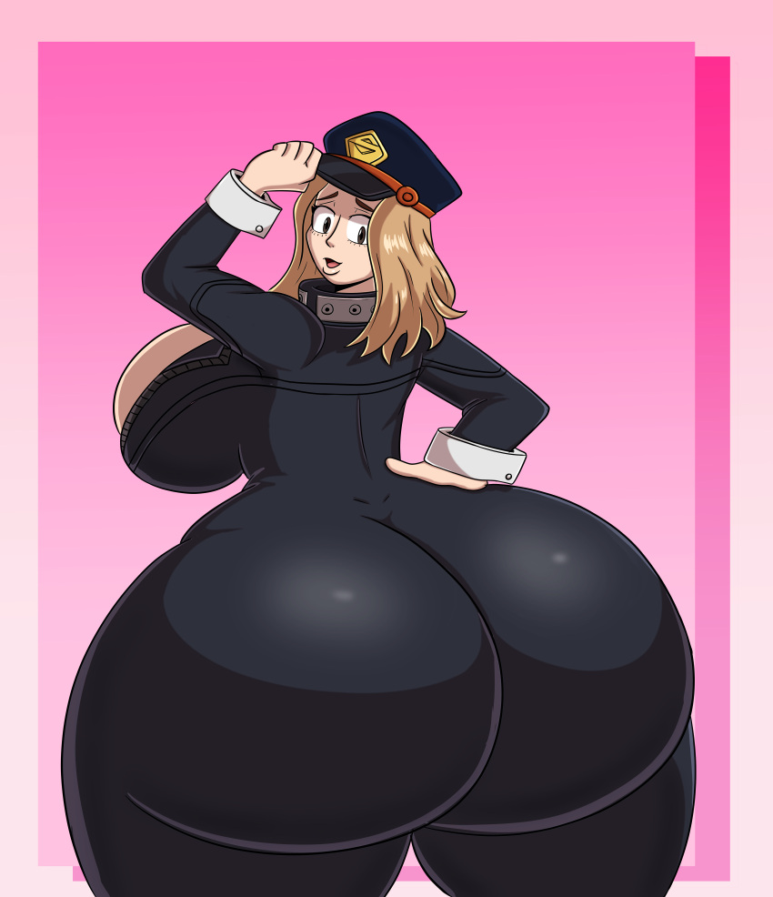 big_breasts bodysuit breasts bubble_butt camie_utsushimi d1g1talf4ce female hat huge_ass hyper hyper_ass hyper_butt my_hero_academia shiketsu_high_school_cap