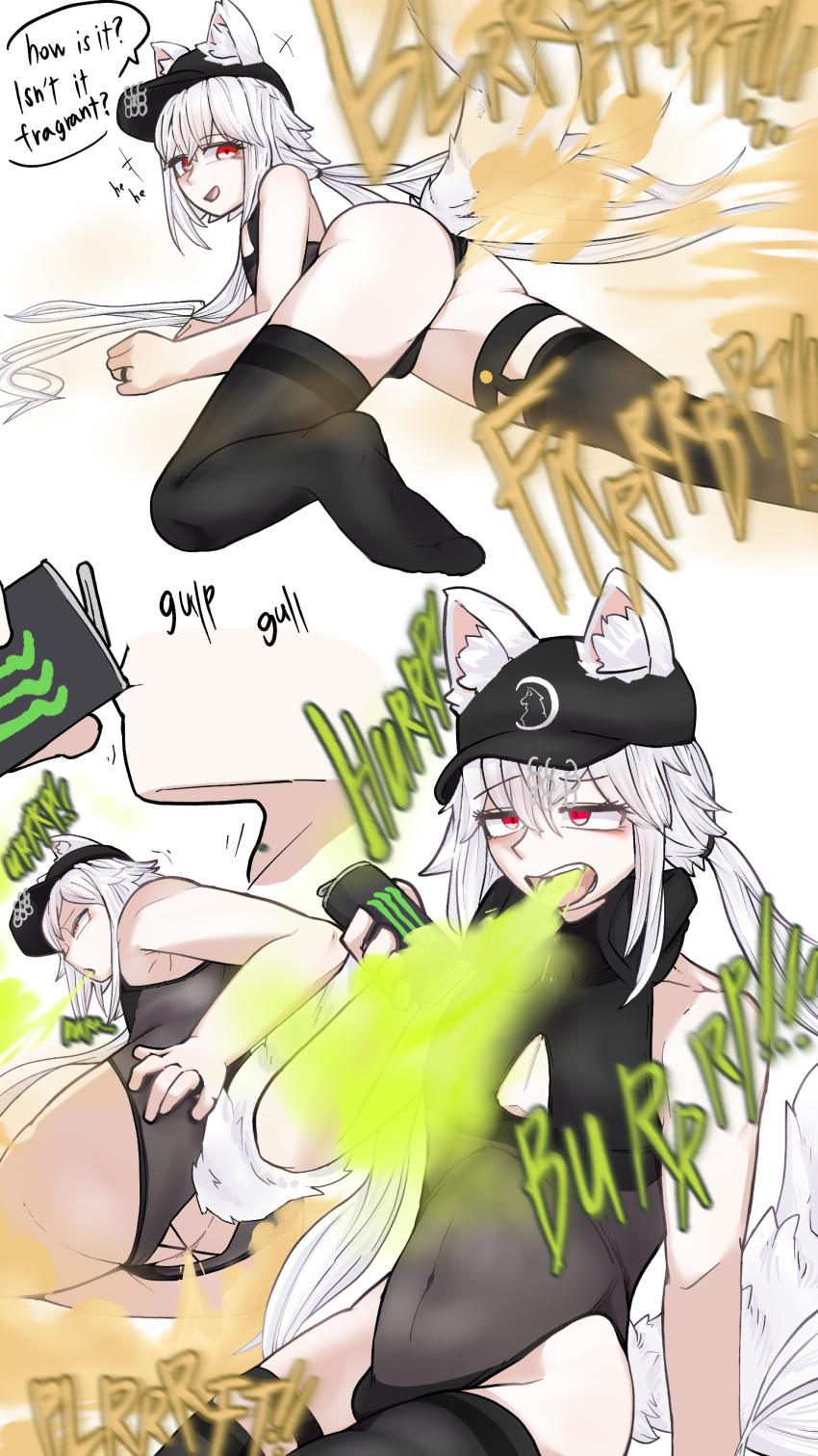 1boy bubble_butt burp burping fart farting feet femboy gasbox male pharmacy0616 wolf_ears wolf_tail