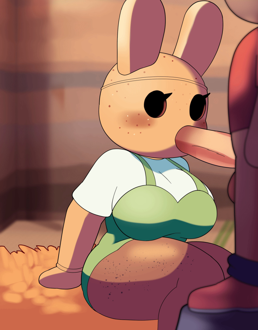 2022 aerth animal_crossing animated anthro big_breasts bouncing_breasts breasts clothed clothing coco_(animal_crossing) fellatio female freckles hi_res lagomorph leporid male male/female mammal nintendo oral penile rabbit sex thick_thighs video_games