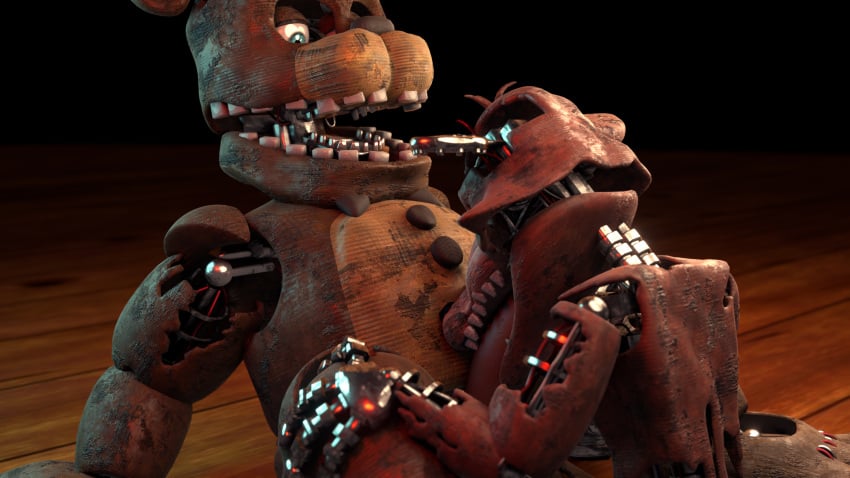 blowing blowjob dick five_nights_at_freddy's five_nights_at_freddy's_2 fnaf foxy_(fnaf) freddy_(fnaf) gay huge_balls huge_cock penis richardbunbon sucking sucking_penis tagme withered_foxy withered_freddy