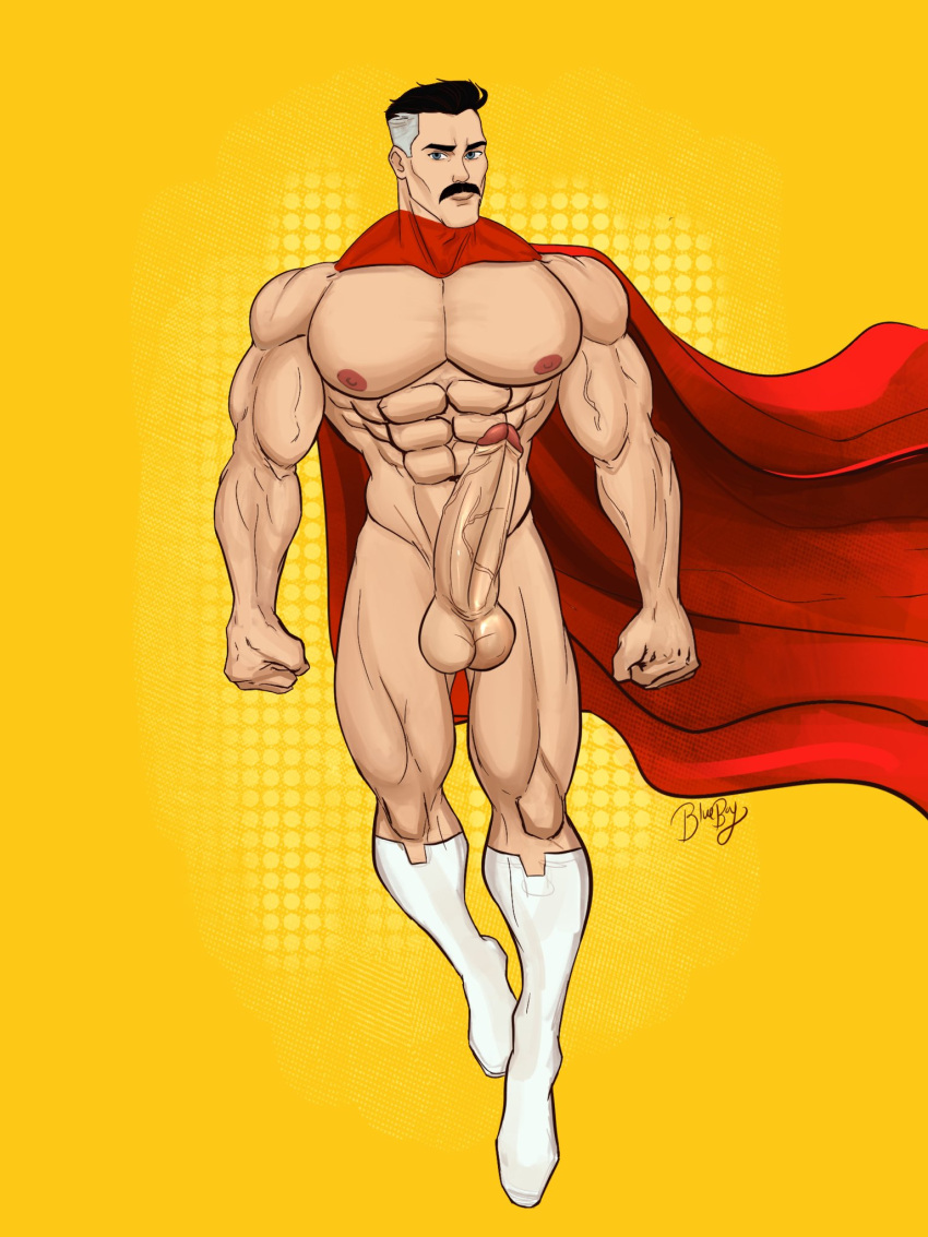 balls bara blueboybara boner daddy dilf erection invincible invincible_(comics) male male_only muscles muscular muscular_male nolan_grayson omni-man penis silver_fox solo solo_male