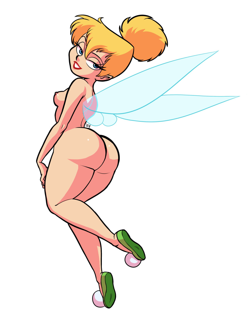 1girls ass breasts disney_fairies fairy female hair_bun iseenudepeople little_girl looking_at_viewer micro_female minigirl naked naked_footwear naked_with_shoes_on nude small_female small_girl solo solo_female tinker_bell tiny_female tiny_girl