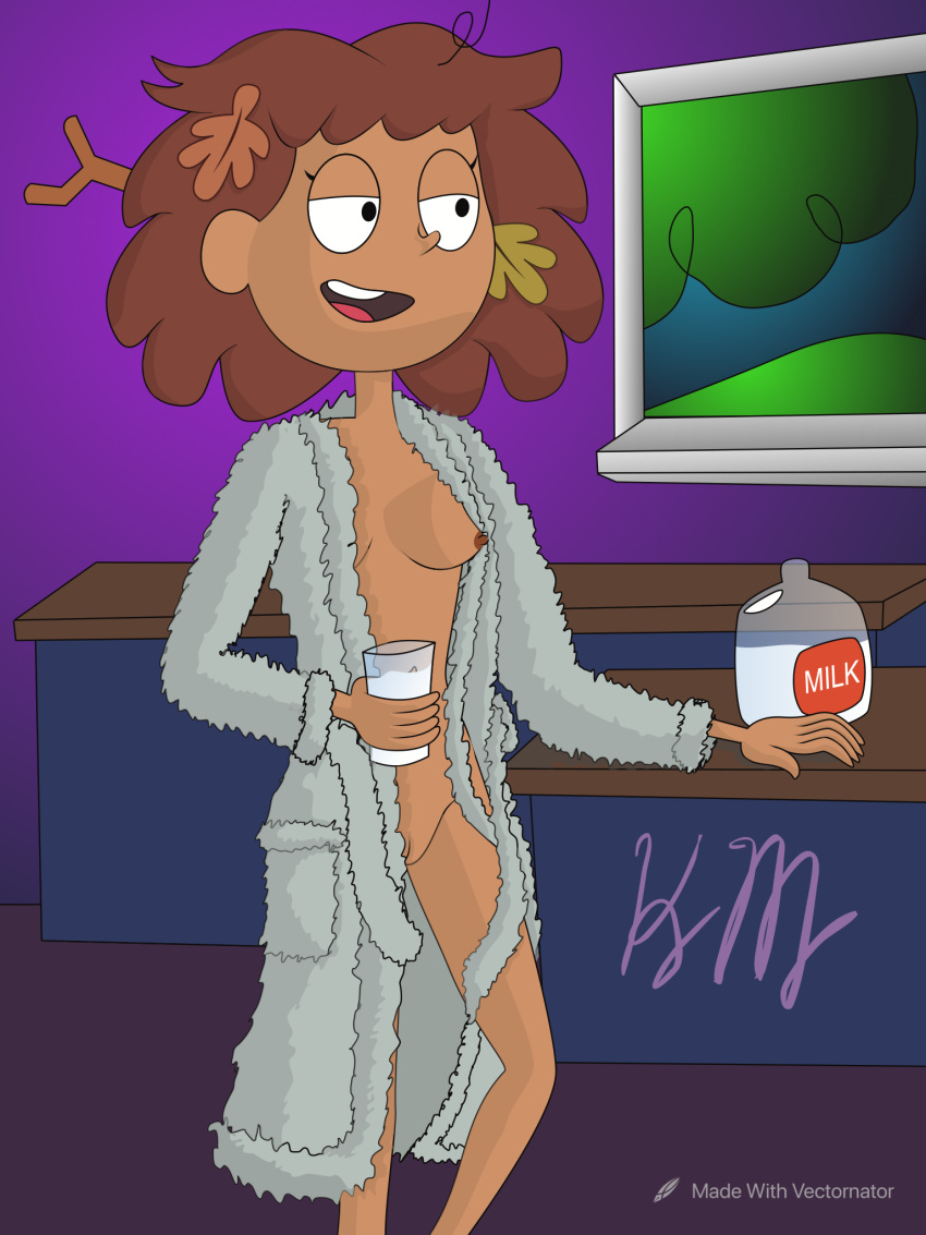 amphibia anne_boonchuy bad_anatomy disney disney_channel female_only hdkyle medium_breasts milk naked_bathrobe straight_hair thai thai_female