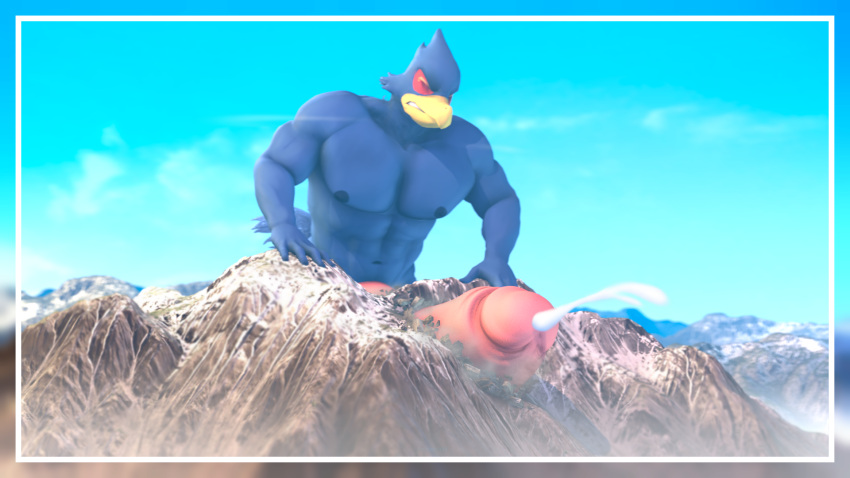 avian big_penis cum cumming debris destruction falco_lombardi giant hyper hyper_penis macro mountain muscle muscles not_person420 penis person-420 star_fox strong