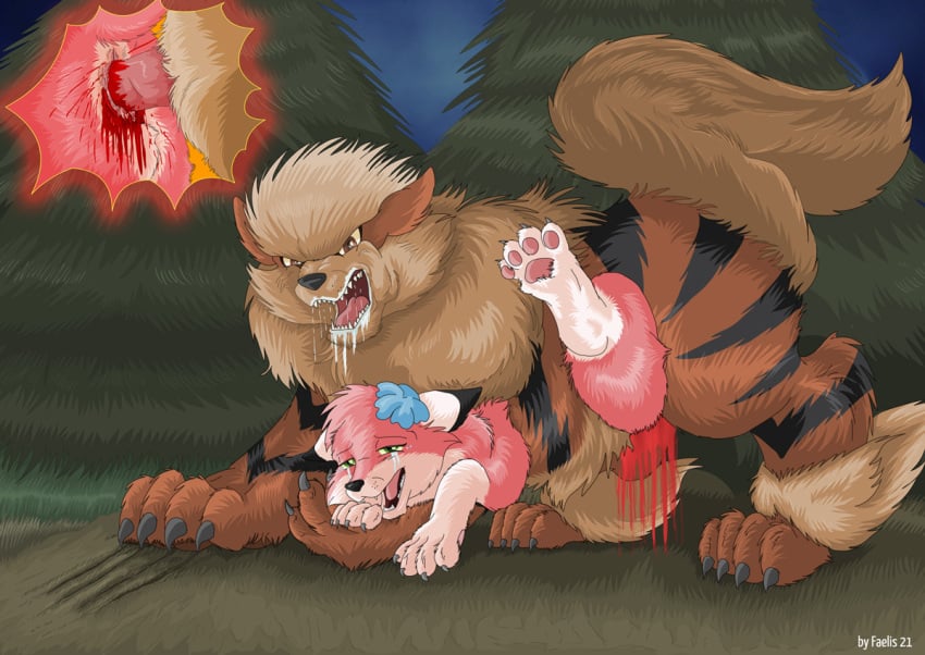 arcanine blood blood_in_pussy bodily_fluids canid canine claws duo faelis female feral forced forest fox fur male male/female mammal nintendo penetration pink_body pink_fur plant pokemon pokemon_(species) rape sharp_claws sharp_teeth signature size_difference smaller_female smaller_penetrated teeth tree video_games