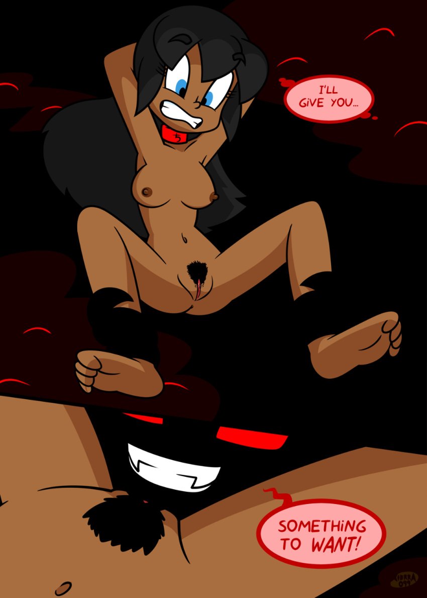 2girls anus_peek arms_behind_head ass black_hair black_pubic_hair blue_eyes breasts bright_darkness collar comic comic_page command_spell control_collar dark-skinned_female dark-skinned_male darkness demons dialogue evil_eyes evil_grin evil_smile face_between_thighs hairy_pussy legs_held_open magic multiple_girls nipples pubic_hair pussy red_eyes shadow spread_legs spreading_legs tentacle tentacle_bondage tentacles_everywhere unseen_character unshaved_pussy witchcraft xierra099