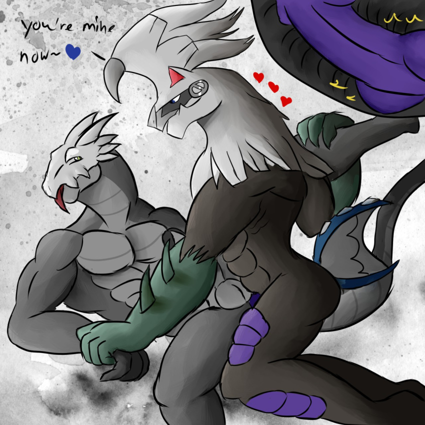 alolan_marowak animal_genitalia animal_penis anthro anthrofied back_muscles balls black_body blue_eyes canine_penis daikuhiroshiama dialogue duo fur genitals grey_balls grey_penis hand_holding heart_reaction hi_res humanoid_genitalia humanoid_penis internal internal_anal knot knotting legendary_pokémon looking_at_another male male/male male_only muscular muscular_anthro muscular_male nintendo penis pokémon_(species) pokemon purple_body purple_penis purple_scales raised_leg regional_form_(pokémon) scales sex sherias_(daikuhiroshiama) silvally sketch spikes spikes_(anatomy) spread_legs spreading tongue tongue_out video_games white_body white_fur