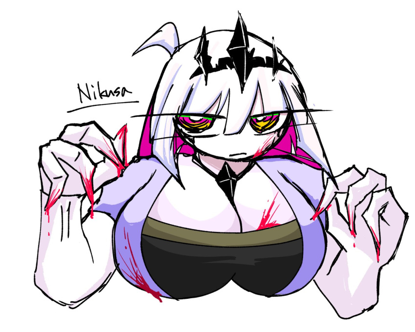 anger angry_face big_breasts blood blood_on_breasts blood_on_hands bothered breasts female female_only friday_night_funkin intimadation necklace_between_breasts nikusa_(sugarratio) serious serious_look