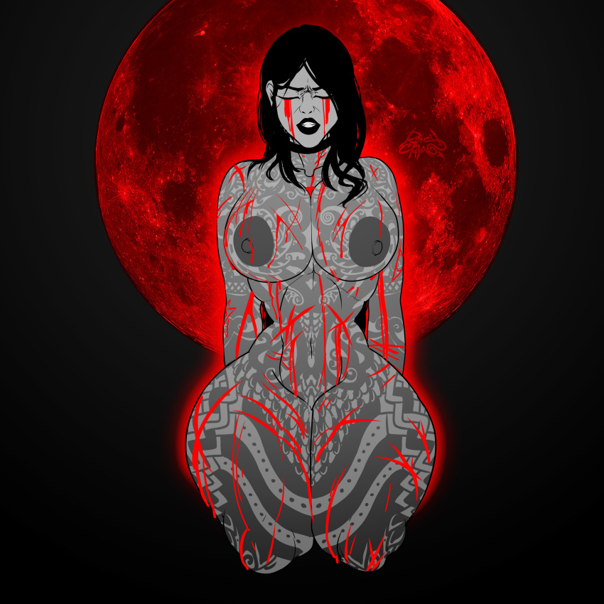 areola areolae ass big_areola big_areolae big_ass big_breasts blood blood_moon breasts closed_eyes digital_drawing_(artwork) digital_media_(artwork) female hands_behind_back huge_areola huge_areolae huge_ass huge_breasts moon nipples rashchaos signature solo_focus tattoo thick_ass thick_thighs