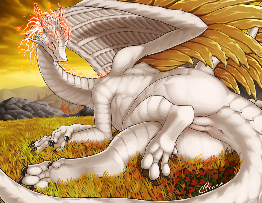 1girls 2022 ancient_dragon_lansseax anthro ass_focus asshole blush coolryong dat_ass detailed_background dragon dragon_feet dragon_girl dragon_horns dragon_tail elden_ring electricity feet female female_focus female_only fromsoftware highres huge_ass innie_pussy knight_on_monster looking_at_viewer nude pussy rose scales scalie vagina wings yellow_eyes