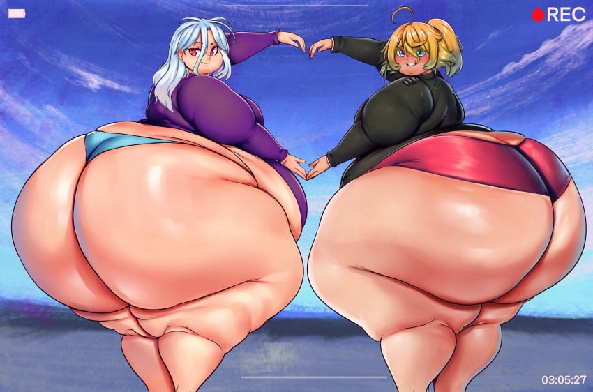 2020 2girls ass ass_body bbw belly blonde_hair blue_eyes blue_hair butt camera camera_pov camera_view chubby chubby_female curvaceous curvy duo duo_focus fat_arms fat_ass fat_rolls female_focus female_only gigantic_ass gigantic_butt gigantic_thighs hips hyper hyper_ass jaykuma massive_ass massive_butt massive_thighs no_game_no_life pov rear_view red_eyes shiro_(no_game_no_life) tanya_degurechaff thick_thighs thighs tummy voluptuous wide_hips youjo_senki