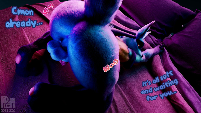 16:9 3d animal_genitalia animal_penis backsack balls bed begging blue_body blue_fur canine_penis dreadlocks dude fur furniture genitals hi_res inviting knot lucario lying male multicolored_body multicolored_fur nintendo on_bed on_front pawpads penis picti pillow pokemon pokemon_(species) solo_male text two_tone_body two_tone_fur video_games widescreen yellow_body yellow_fur