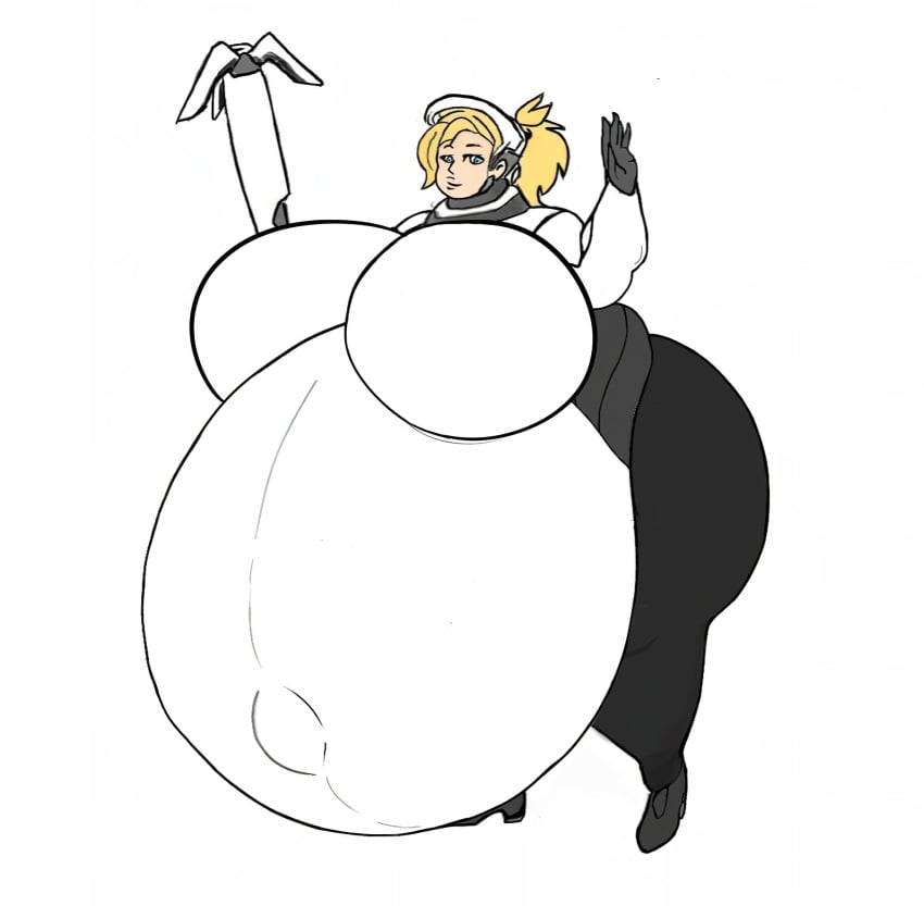 belly belly_bulge belly_button belly_expansion big_belly big_breasts blonde_hair cute fat female heavy heavy_blush hyper hyper_belly hyper_breasts hyper_inflation inflation large_ass large_belly large_breasts mercy milf navel obese_female overwatch overweight overweight_female slosh sloshy stretch suit thick thick_ass thick_thighs video_games weight_gain