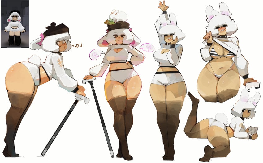 big_thighs bikini bunny bunny_ears drmover female female_focus medium_breasts notebook posing pulling_clothing roblox roblox_avatar shorts white_background wings