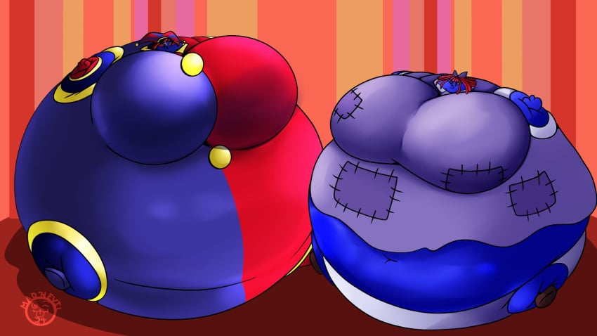 big_breasts blueberry_inflation breasts charlie_and_the_chocolate_factory huge_breasts inflation mad_n_evil pomni pomni_(the_amazing_digital_circus) ragatha ragatha_(the_amazing_digital_circus) sunken_head sunken_limbs the_amazing_digital_circus thick_thighs wide_hips