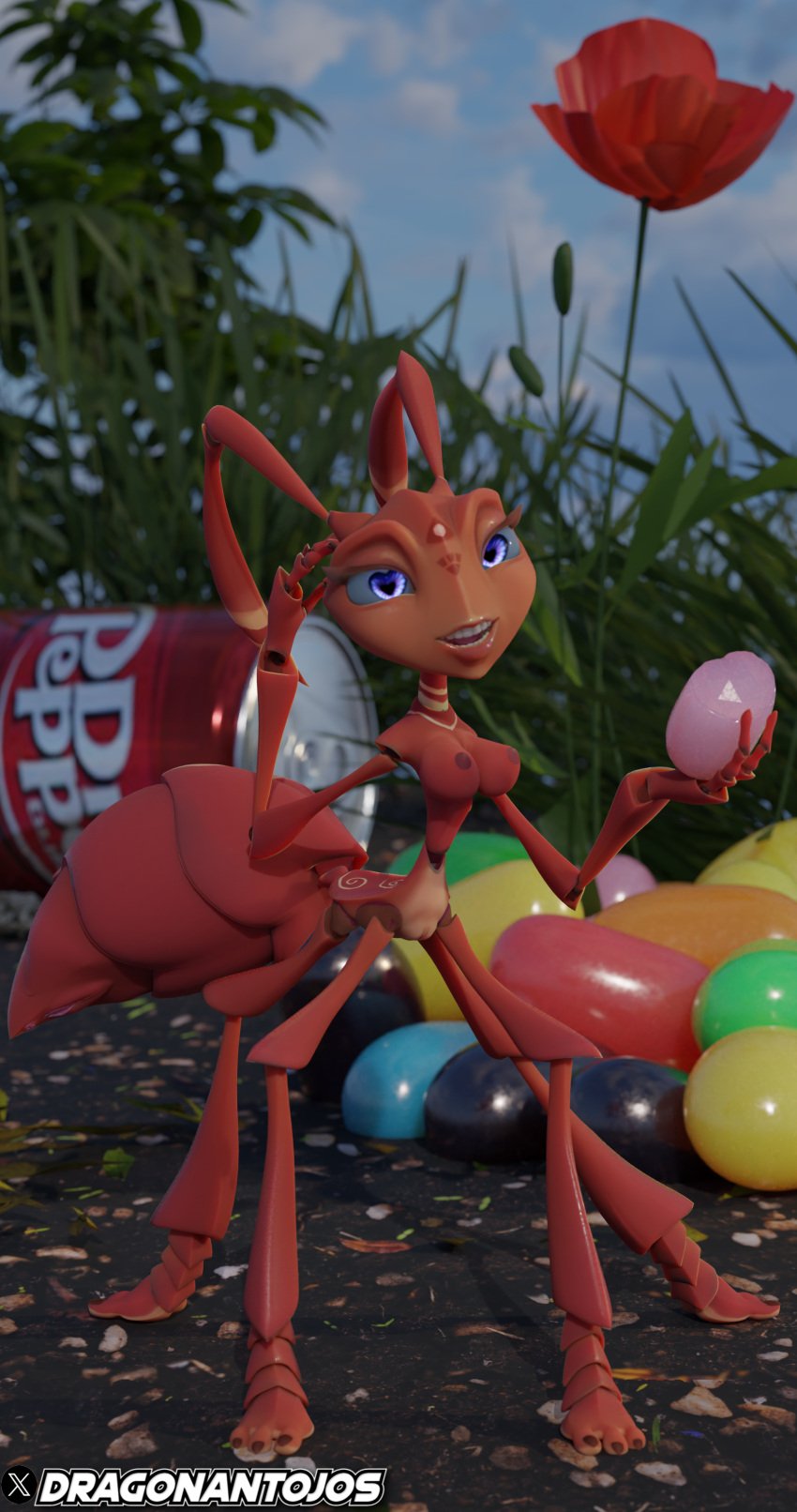 3d_(artwork) 6_arms absurd_res ant anthro arthropod blender_(software) blue_eyes brown_body candy dessert detailed_background digital_media_(artwork) dna_productions dr_pepper dragonantojos food hi_res hova_(the_ant_bully) huge_filesize hymenopteran insects jelly_bean legendary_pictures looking_at_viewer male multi_arm multi_limb playtone solo the_ant_bully warner_bros warner_brothers