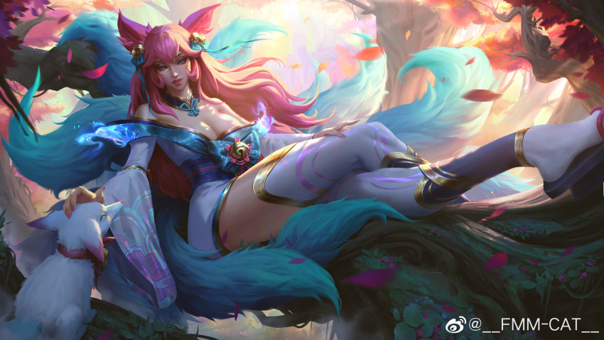 1girls ahri female female_focus female_only fmm-cat league_of_legends spirit_blossom_ahri