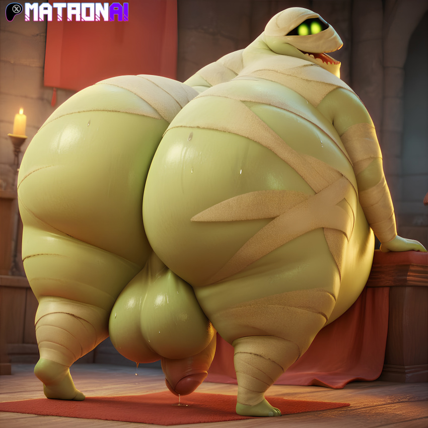 2020s 2024 4k ai_generated belly big_balls big_butt big_penis bubble_ass bubble_butt chubby chubby_male dilf fat fat_ass fat_butt fat_man genital_fluids genitals glowing_eyes green_body green_skin highres hotel_transylvania huge_ass huge_belly huge_butt large_ass male male_only massive_ass massive_butt matronai_(artist) monster moobs mummy murray_the_mummy obese obese_male overweight overweight_male patreon penis pinup shiny_skin stable_diffusion sweat sweating undead