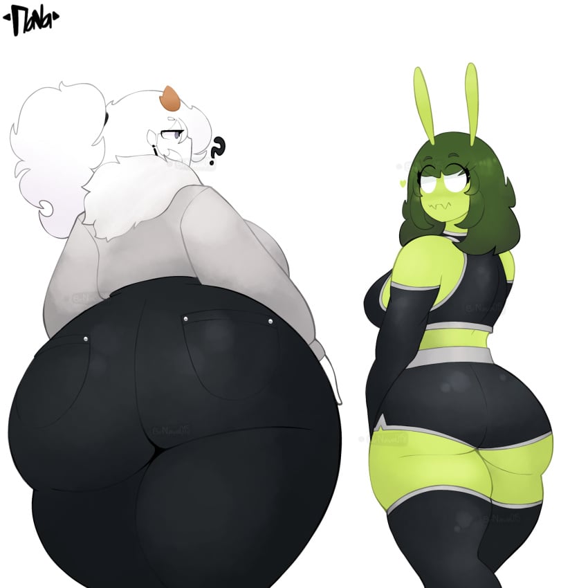 2girls alien alien_girl alien_humanoid ass big_ass big_breasts big_butt big_thighs breasts curvaceous curvaceous_figure deer deer_girl demon demon_girl demon_horns denim fit_female fitness green_hair green_skin heart hyper hyper_ass hyper_breasts hyper_butt jeans kay_(srnava) keltty_(srnava) milf mom_jeans mommy simple_background sports_bra sportswear srnava thick thick_ass thick_legs thick_thighs thighs white_body white_fur white_hair white_skin wide_hips