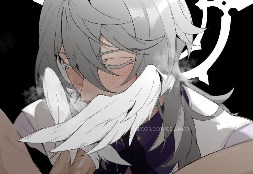 2boys angel angel_wings big_penis blowjob blushing closed_eyes color fellatio gay honkai:_star_rail honkai_(series) male/male male_only oral oral_sex osuuwari sucking_penis sunday_(honkai:_star_rail) wings yaoi