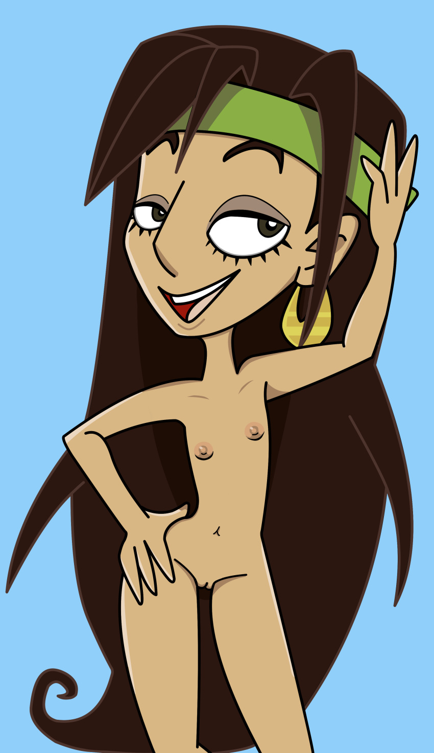 anima_estudios brown_eyes brown_hair colored colorized edit female female_focus female_only green_headband legend_quest mexican mexican_female nude nude_edit nude_female papersketch pussy small_breasts smile smiling xochitl_(legend_quest) xochitl_ahuactzin