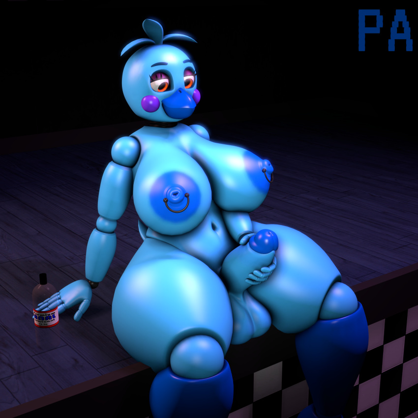 3d alternate_color animatronic anthro female five_nights_at_freddy's futa_only gynomorph hi_res humanoid intersex lube machine phoenix_adverdale robot scottgames solo solo_focus toy_chica_(fnaf) video_games