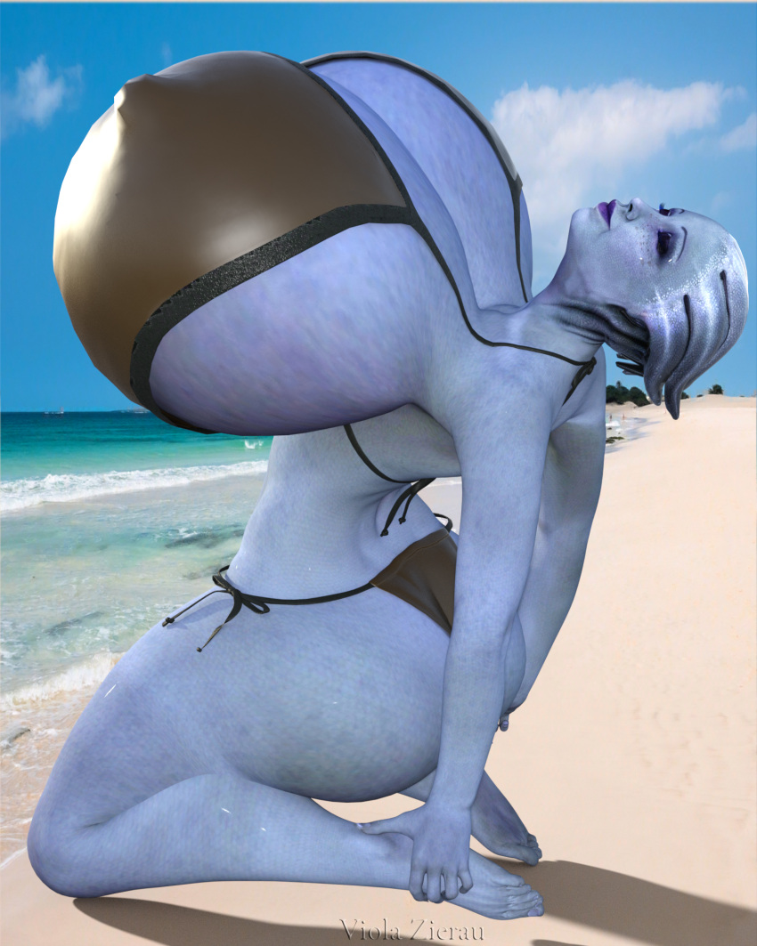 1girls 3d alien gigantic_breasts huge_breasts hyper_breasts large_ass liara_t'soni mass_effect sunbathing violazierau