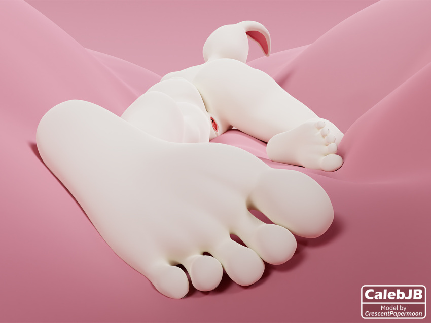 3d_(artwork) 5_toes anthro barefoot beastars blender_(software) calebjb digital_media_(artwork) feet female foot_fetish fur genitals hare haru_(beastars) humanoid_feet lagomorph leporid mammal nude plantigrade pussy rabbit simple_background solo toes white_body white_fur