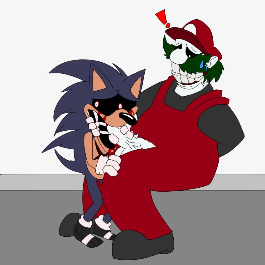 ! 1:1 anthro creepypasta demon duo eulipotyphlan exposed_torso footwear forced gay handwear hedgehog hi_res human humanoid lord_x male male/male male_only mammal mario mario_(series) mostly_nude mx(mari0_b0t) mx_(mario_85) nintendo oral oral_sex sega sex sonic.exe sonic_(series) sonic_the_hedgehog video_games