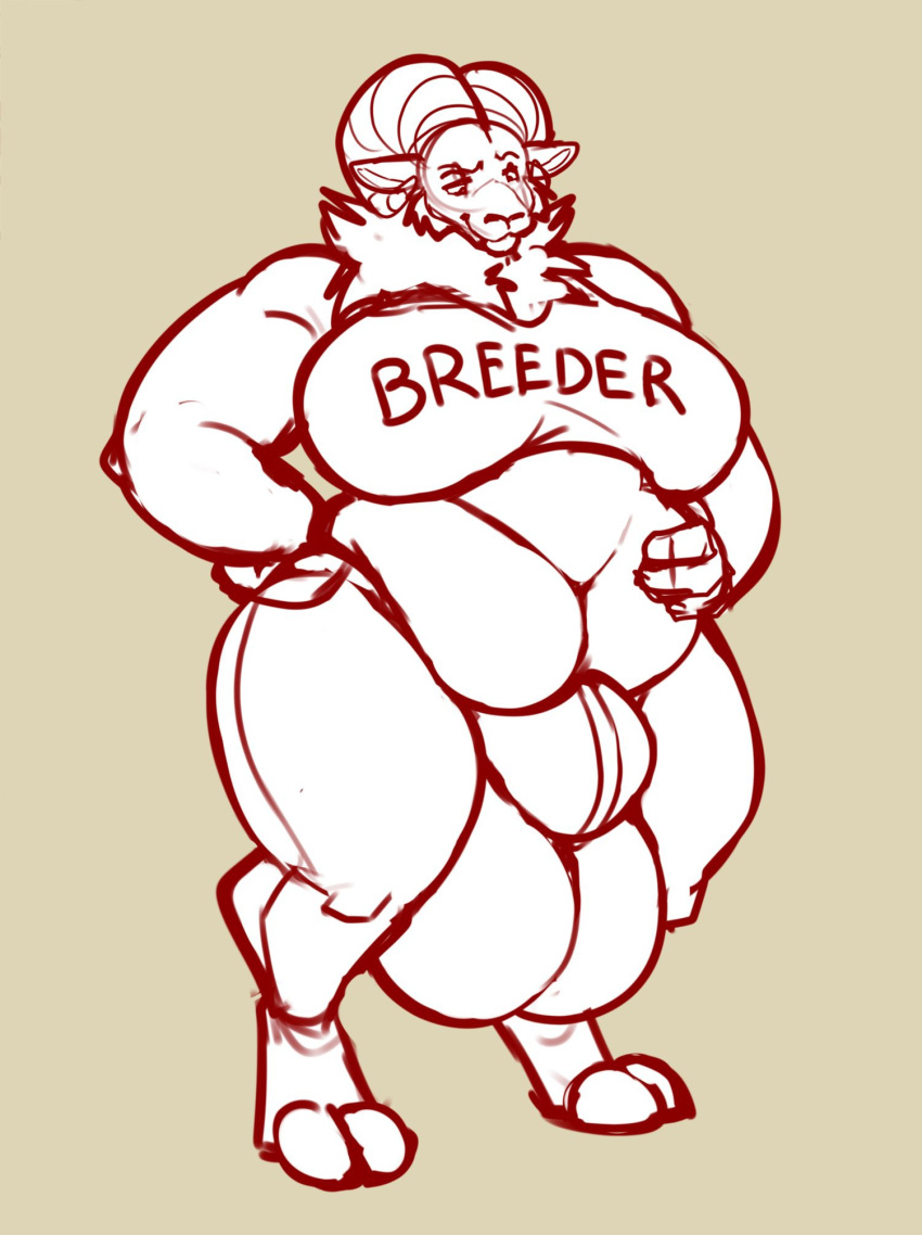 anthro balls big_balls big_bulge bovid bulge caprine chubby_anthro chubby_belly chubby_female chubby_gynomorph chubby_intersex clothing crop_top fluffy fully_sheathed futanari genitals gynomorph herm hi_res horn huge_balls huge_bulge hyper hyper_bulge intersex mammal mouflon overweight sheath sheath_bulge sheath_outline sheep shirt slightly_chubby solo thick_thighs topwear tyne_(yaudizz) wide_hips wild_sheep yaudizz