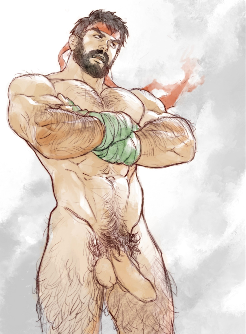 1boy 9_ggy9t abs angry arm_hair arms_crossed balls bandana bara beard beefy big_balls big_penis black_hair body_hair brown_eyes capcom chest_hair crossed_arms dilf eggy9ty erection facial_hair flaccid flaccid_penis foreskin gay hachimaki hairy hairy_arms hairy_chest hairy_legs hairy_male hairy_thighs hand_wraps happy_trail headband human human_only intact leg_hair light-skinned_male light_skin male male_focus male_only male_pubic_hair manly masculine mature mature_male mouth_open muscles muscular muscular_male naked no_fucks_given nude nude_male pecs pectorals peggy9ty penis pose posing pubic_hair red_bandana red_headband ryu_(street_fighter) semi-erect shaggy_hair smooth_penis solo solo_focus solo_male standing street_fighter street_fighter_6 street_fighter_alpha street_fighter_alpha_3 street_fighter_iii stubble uncut unretracted_foreskin