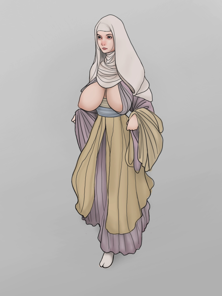 big_breasts breasts_out corrupted_monk female female_only fromsoftware full_body habit headwear japanese_clothes monk no_bra nun nun's_habit sekiro:_shadows_die_twice solo standing tabi veil