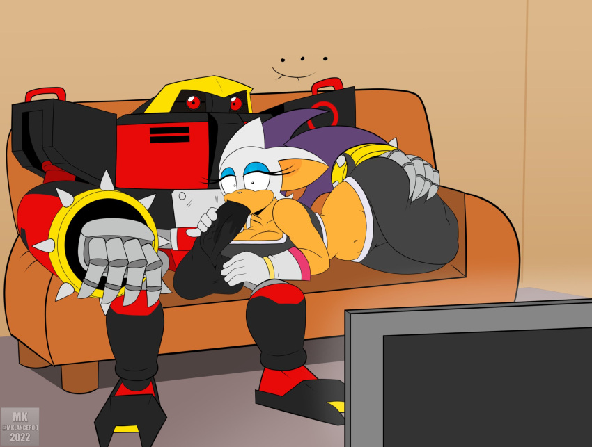 bat big_ass big_balls big_breasts big_penis blowjob caught caught_in_the_act e-123_omega holding_hips holding_penis looking_at_viewer mklancer00 robot robot_on_mobian robot_penis rouge_the_bat sitting_on_couch sonic_(series) sucking_penis wet_penis wide_hips