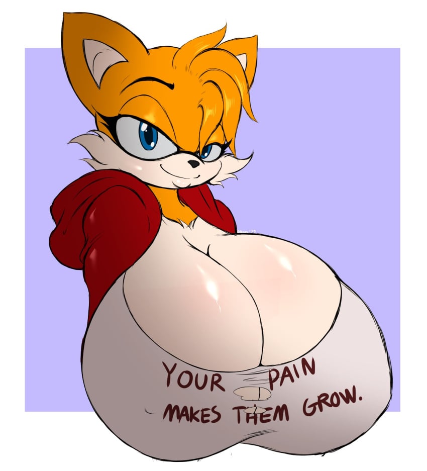 1girls big_breasts blue_eyes breast_expansion female female_only fur furry hourglass_expansion huge_breasts hyper_breasts inflation orange_fur rule_63 sega skindentation solo sonic_(series) suirano tagme tails_the_fox tailsko top_heavy