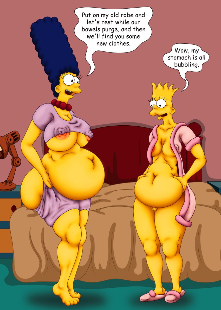 bart_simpson belly belly_inflation big_ass big_breasts bynshy chubby chubby_female enema femboy incest marge_simpson mother_and_son sissy small_penis the_simpsons