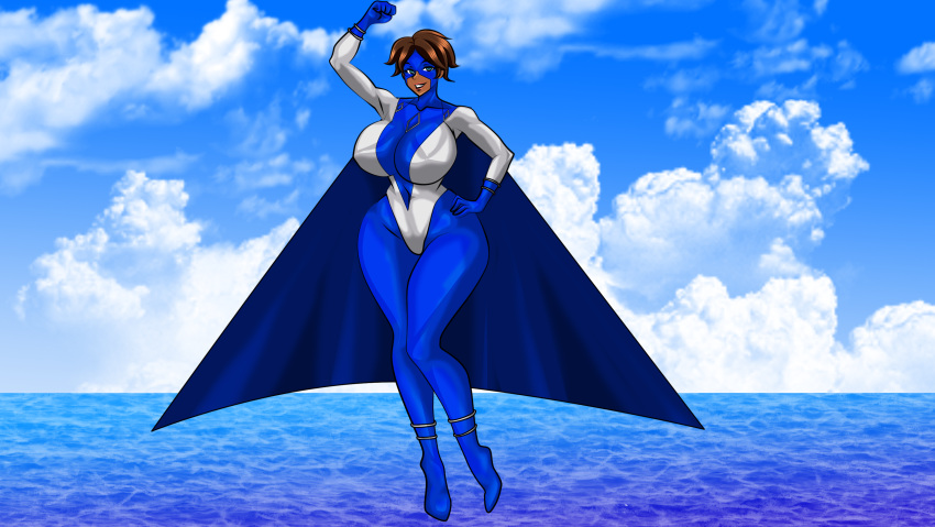 breasts brown_hair dark-skinned_female huge_breasts seaworthy superheroine supernova_(artist)