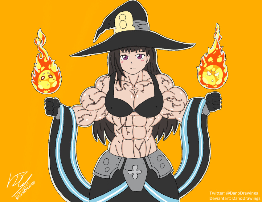 abs artist_name artist_signature big_biceps big_muscles danodrawings enen_no_shouboutai fire_force muscle muscles muscular muscular_female oze_maki toned toned_female vascular vein veins veiny_muscles