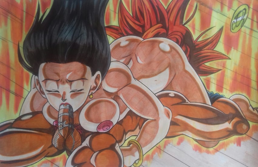 69 69_position blowjob canon_couple chichi dragon_ball dragon_ball_super oral ruyjey19 son_goku super_saiyan_god unseen_male_face