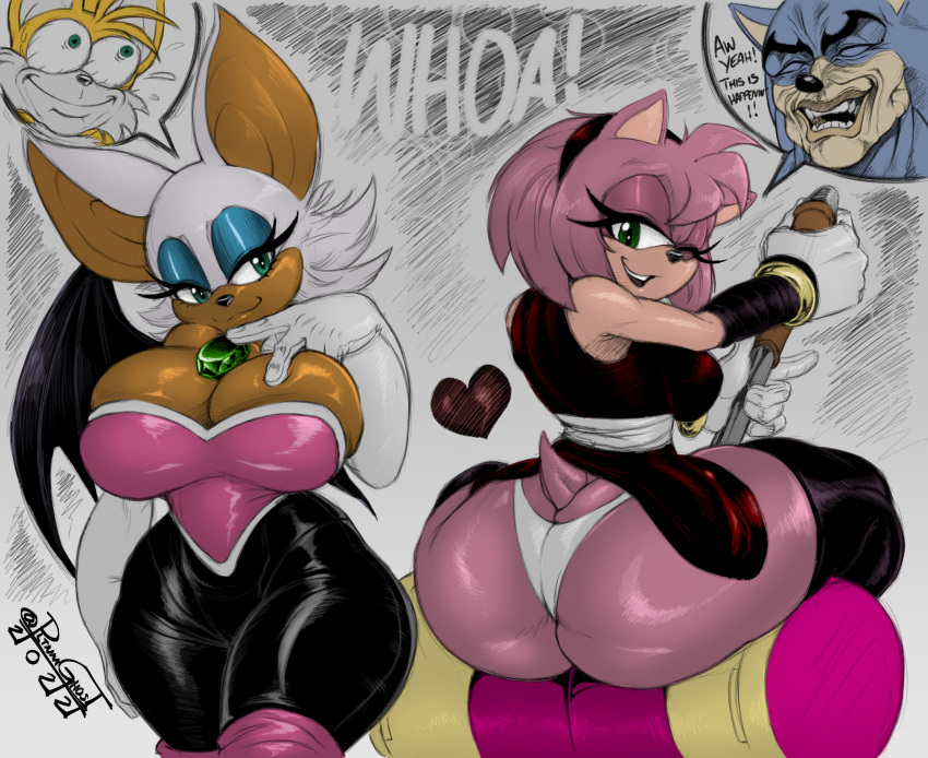 2boys 2girls amy_rose anthro ass ass_cleavage bat big_ass big_breasts big_butt bottom_heavy breasts bubble_ass bubble_butt butt_crack cleavage e edit fat_ass fat_butt females females_only fox group hammer hedgehog huge_ass huge_breasts huge_butt large_ass large_breasts large_butt looking_at_viewer looking_back pltnm06ghost rouge_the_bat shoooohhhh shortstack sonic_(series) sonic_the_hedgehog sonic_the_hedgehog_(series) tails thick_ass thick_thighs wide_hips