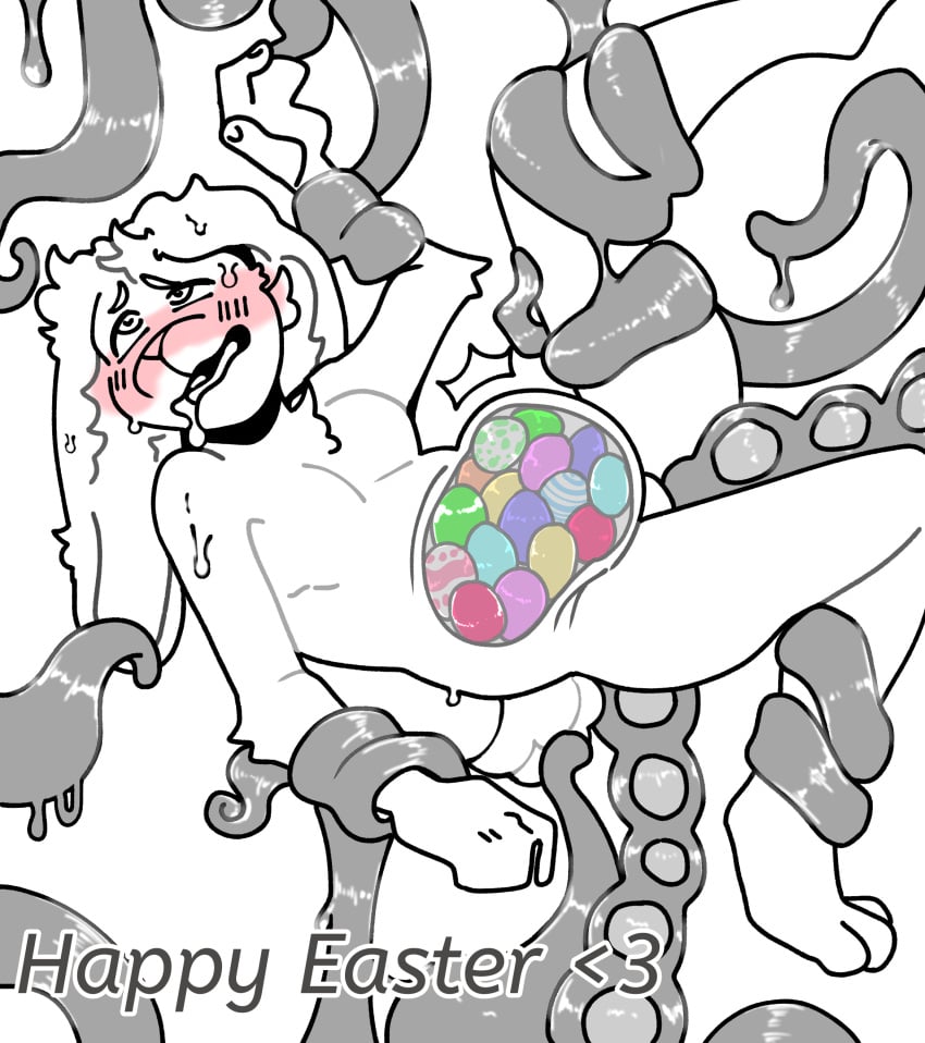 anthro belly bunny bunny_boy bunny_ears bunny_tail easter egg egg_bulge egg_implantation eggs full_belly furry impregnation male male_only oviposition tentacle