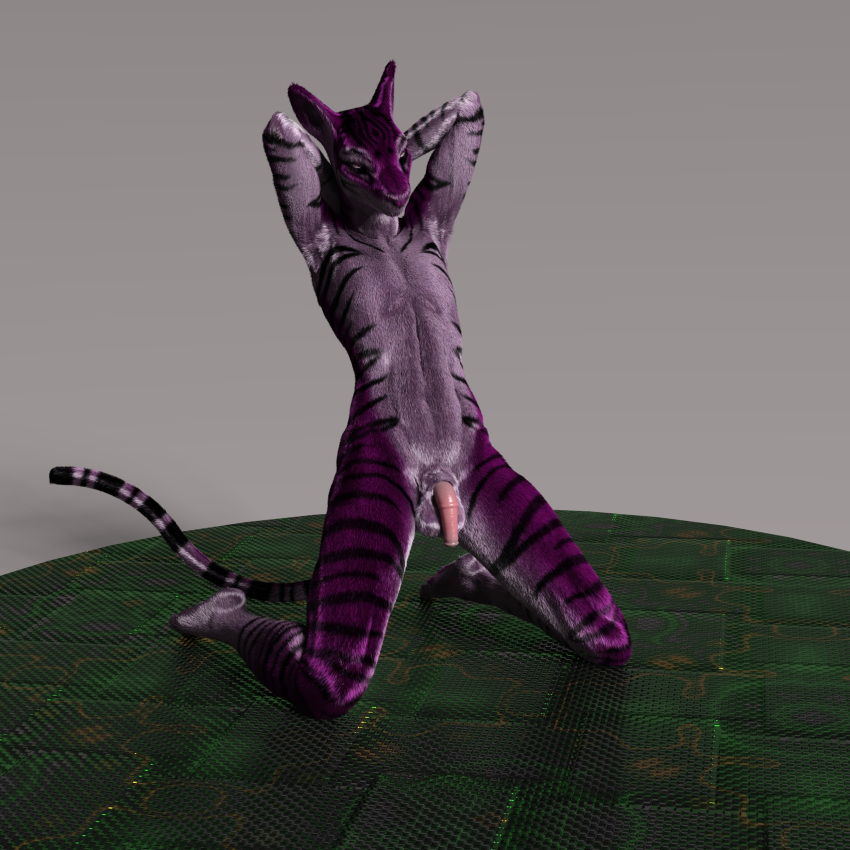 3d_(artwork) abs absurd_res animal_genitalia animal_penis anthro athletic athletic_male balls bent_arm black_stripes digital_media_(artwork) earthclan3d equine_penis feet felid fingers flaccid fur furry_balls genitals hand_behind_head hi_res kneeling light_belly light_feet male mammal markings medial_ring multicolored_body multicolored_fur navel penis pink_body pink_eyes pink_fur pink_penis pinup pose raised_arms simple_background small_penis solo spread_legs spreading striped_body striped_fur striped_markings striped_tail stripes tail_markings thistle_(earthclan) toes two_tone_body two_tone_fur white_body white_fur