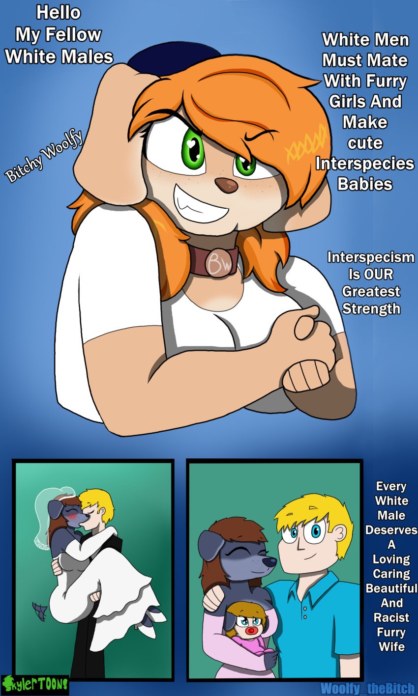 couple dog_girl evil_grin evil_smile furry furry_female human human_on_anthro jewish jewish_female married_couple meme meme_reference skylertoons tagme text woolfy woolfy_thebitch